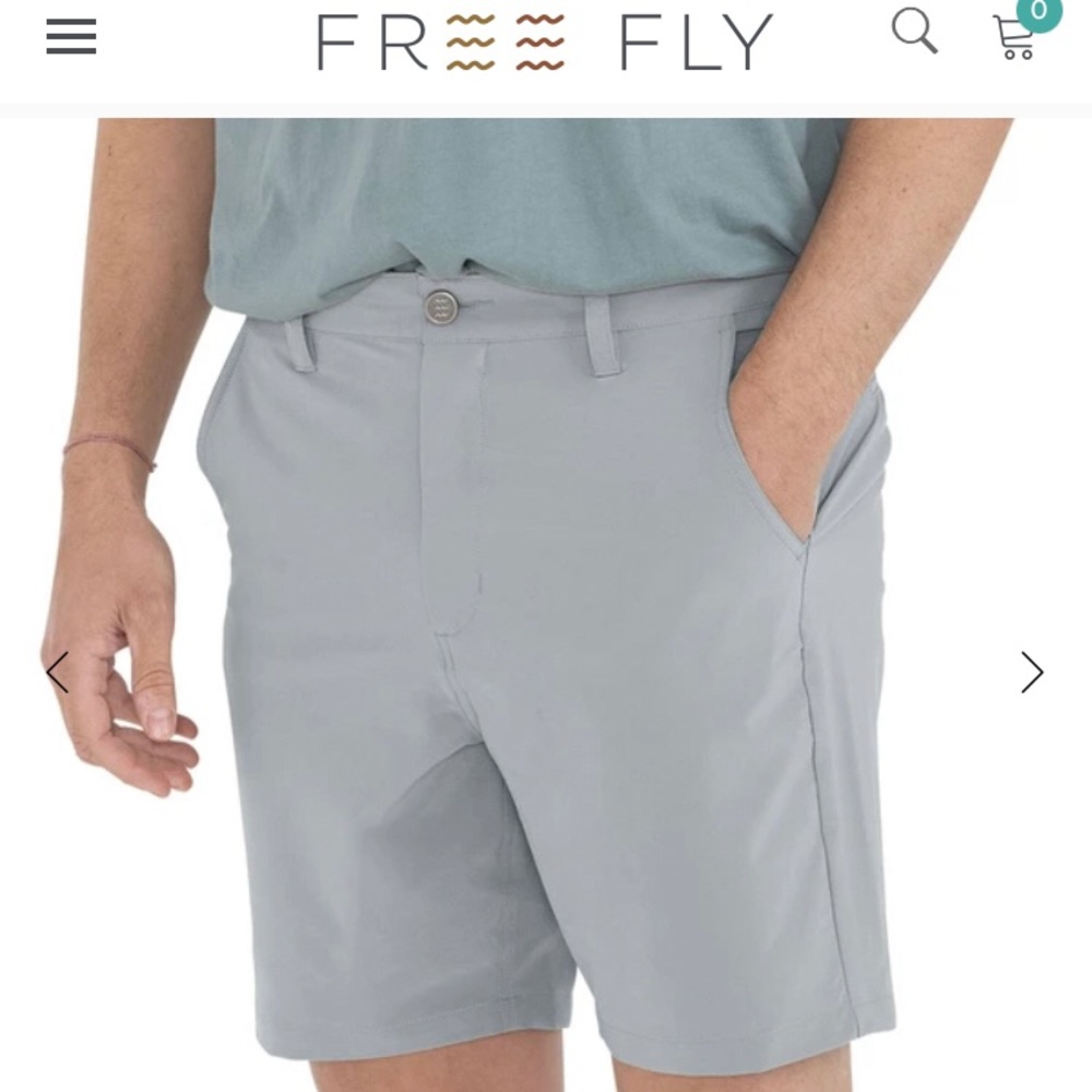 Free Fly Men’s Hybrid Shorts, NWT. Gray, 7” inseam